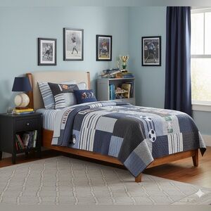 Pottery Barn Kids Sullivan Sports Quilt Twin Size